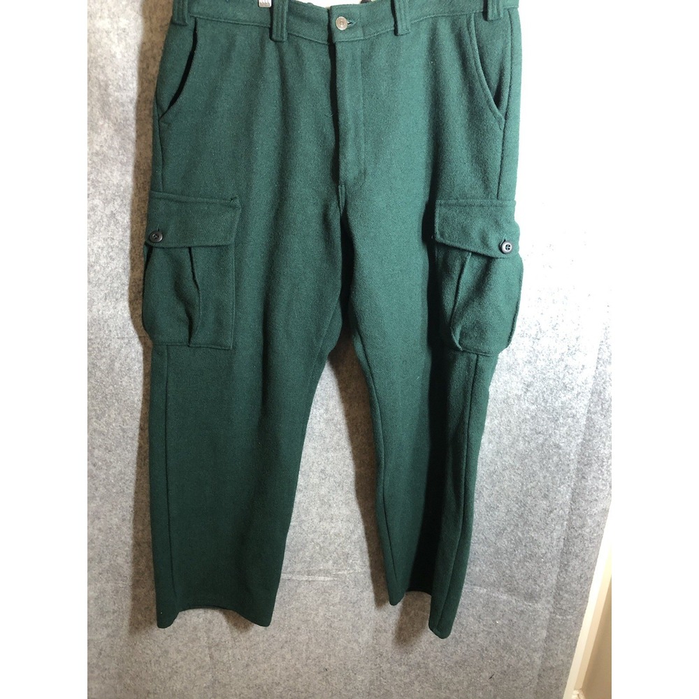 Vintage Big Bill Pants 38x33 Green Wool Cargo Hunting Outdoor Woodsmen Workwear